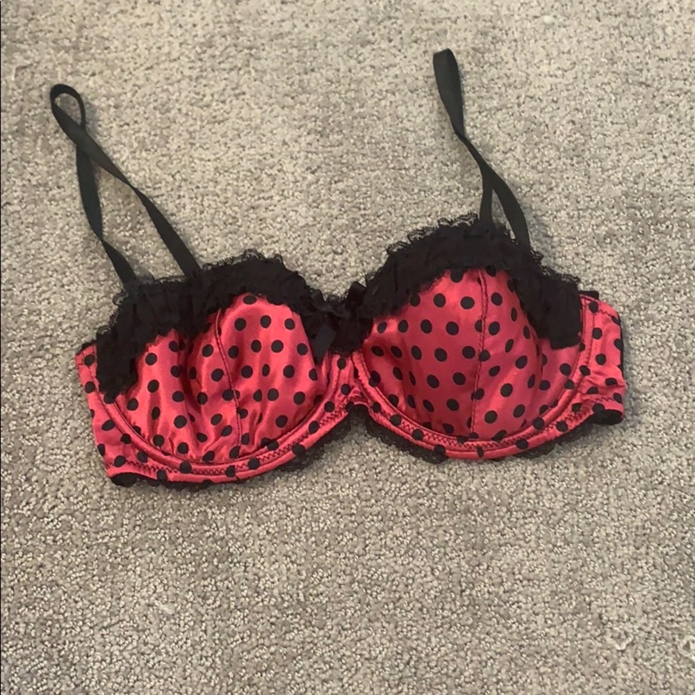 Pink and black bra